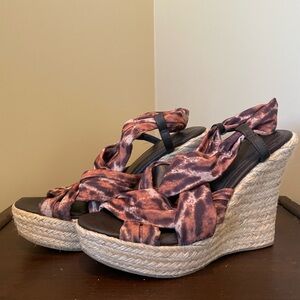 Animal Print Strappy Espadrille Platform Wedge Sandals